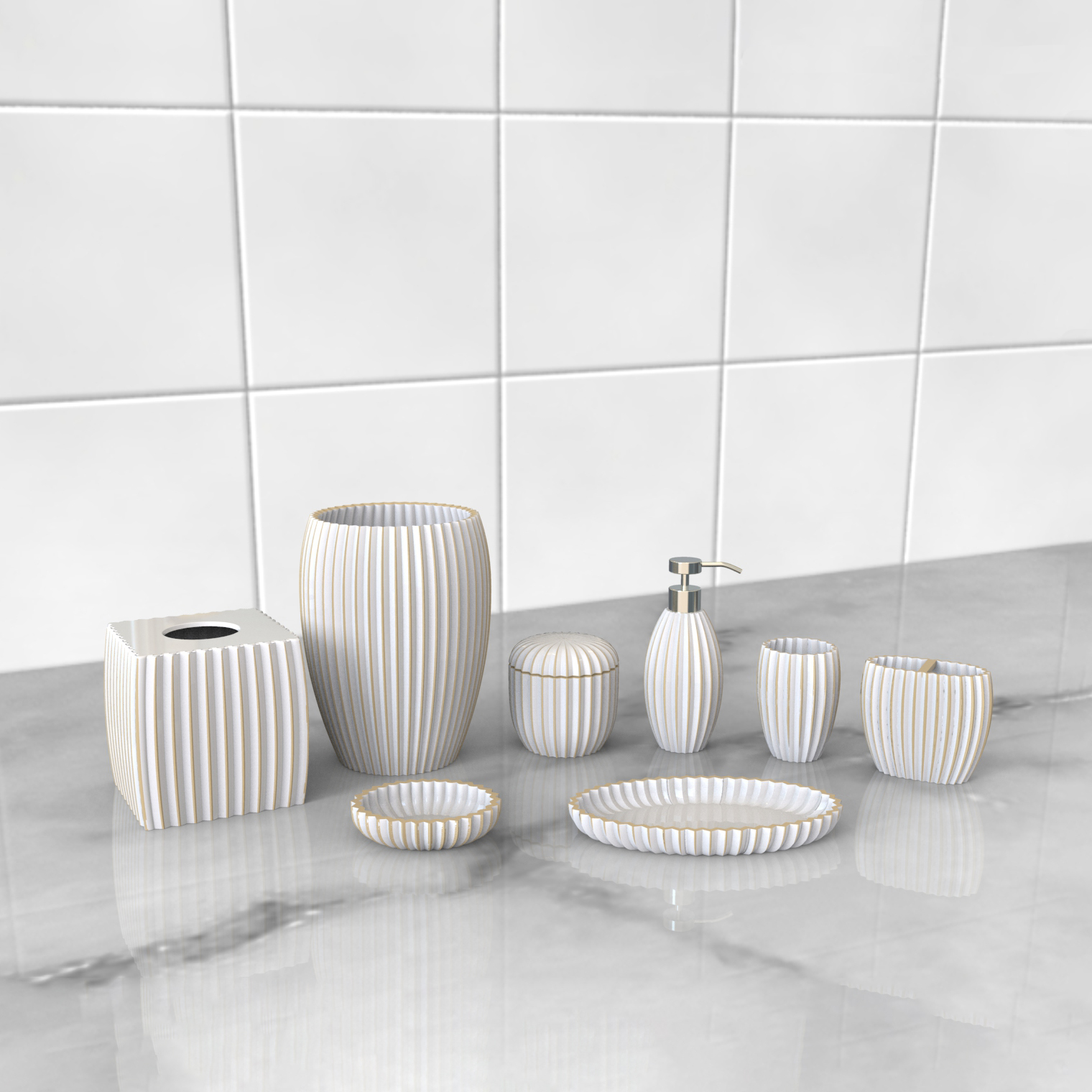 FA0003-百褶浴室用品組